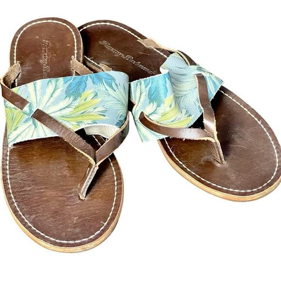 TOMMY BAHAMA Tropical Leather Sandal, Resort, Vacation, Pool, Lounge, Beach 10 - Picture 2 of 5